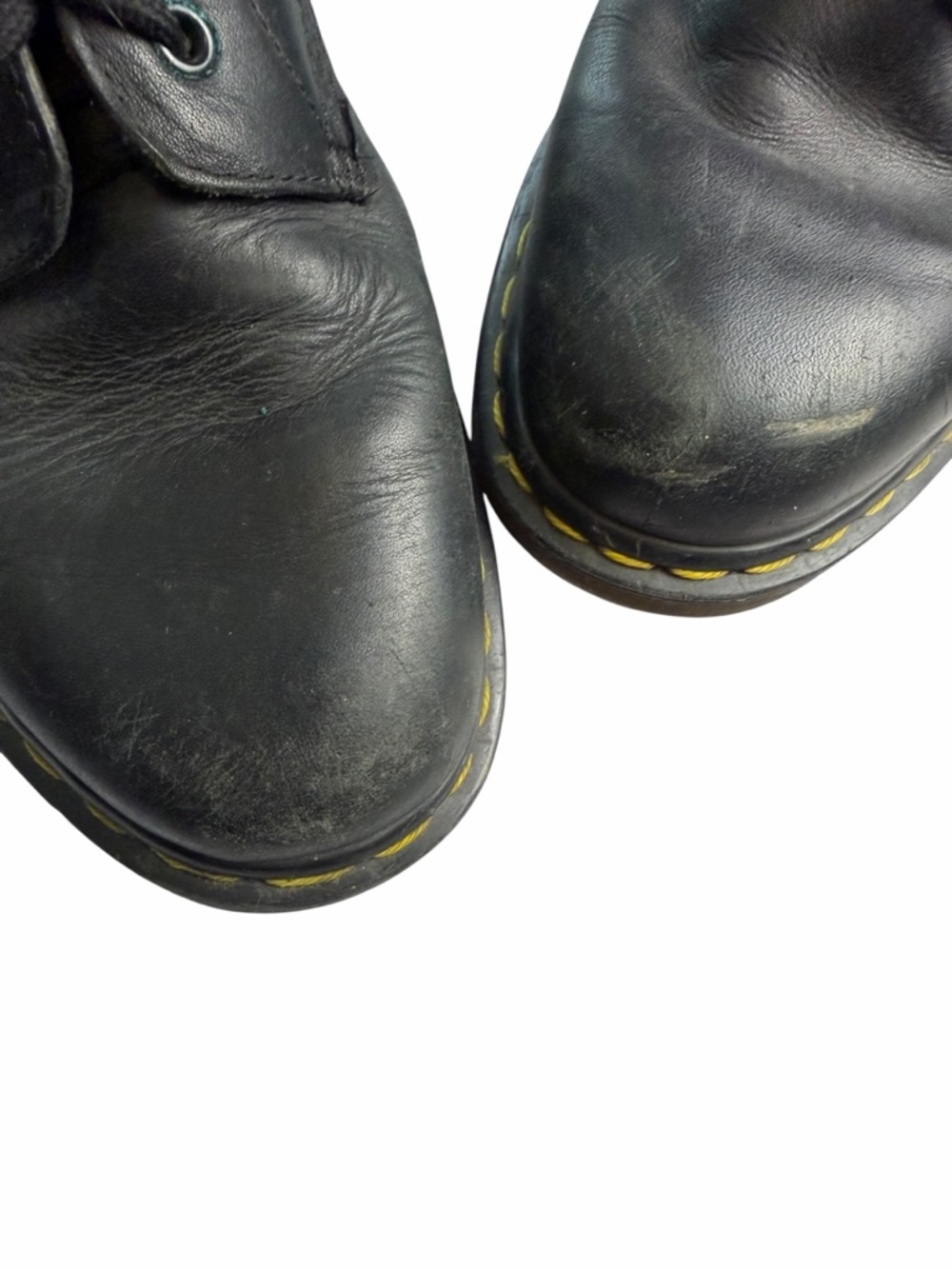 Vintage Martens Boots Black Leather 6-Eye Padded Collar made in England men 10 - Picture 2 of 8